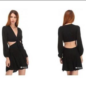 ZARA Trapeze Side Cut Long Sleeve Black Dress